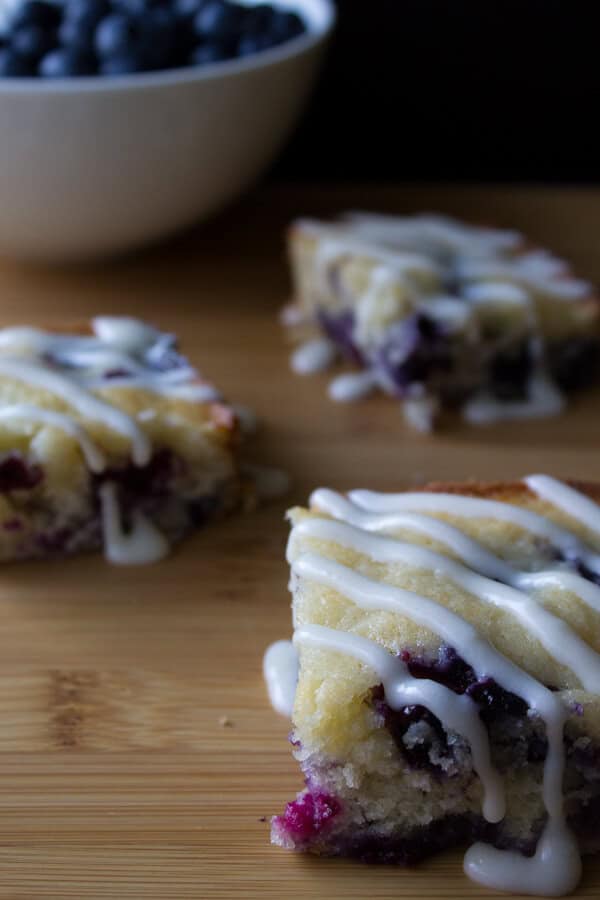Blueberry Buttermilk Cake with Cream Cheese Glaze. Super moist & bursting with blueberries - this simple cake is perfect for summer! 