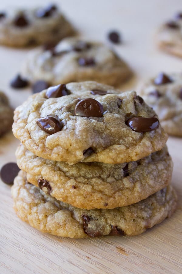 Chocolate Chip Cookies. Ultra chewy, soft, thick, buttery & oozing with chocolate chips - these cookies are perfection.