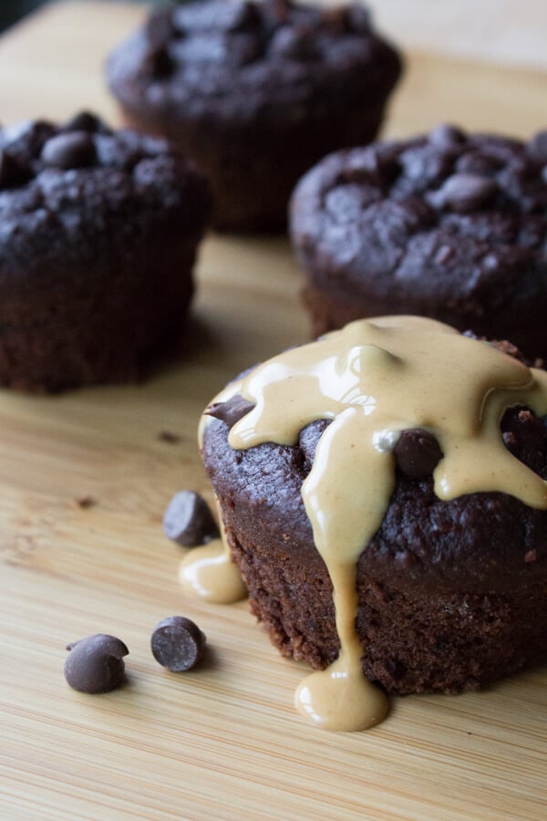 Guilt Free Double Chocolate Muffins. Flourless, dairy free, no refined sugars, and no butter or oil. Make this easy recipe the next time you're craving something sweet!
