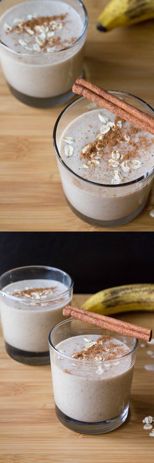 Oatmeal Cookie Smoothie. Super healthy, but it tastes like dessert. All the flavor of your favorite cookies without the dairy, gluten or sugar!