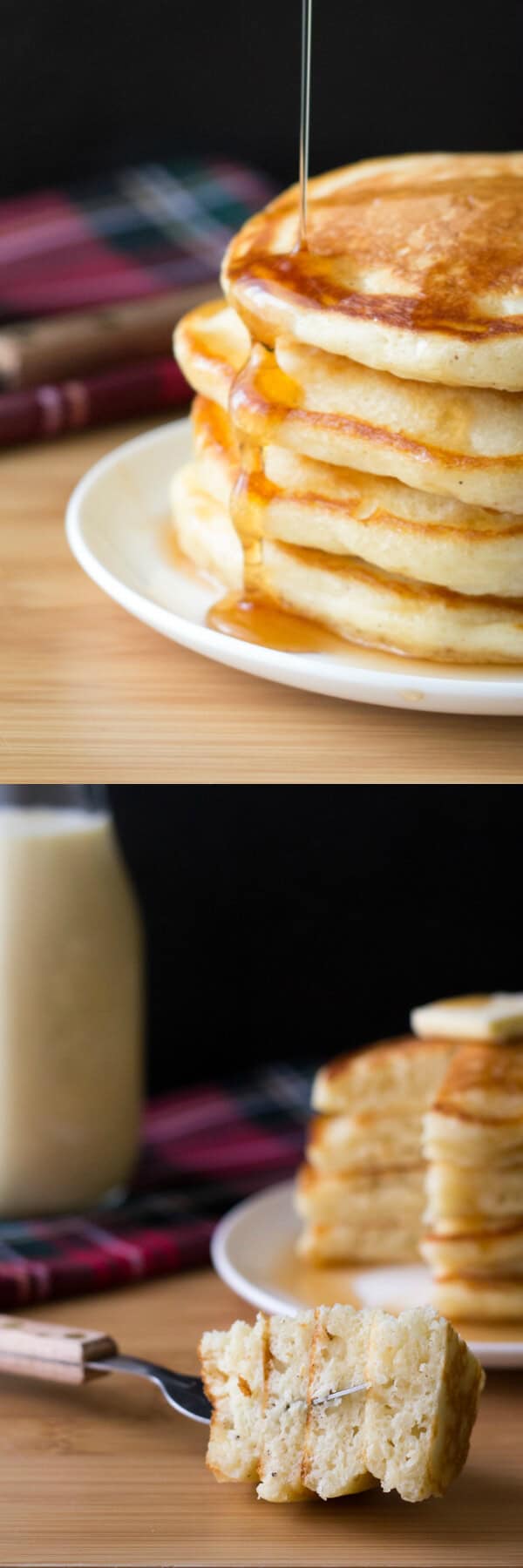 These thick, fluffy Eggnog Pancakes are perfect for holiday breakfasts. Don't wait til Christmas for these delicious pancakes! www.justsotasty.com