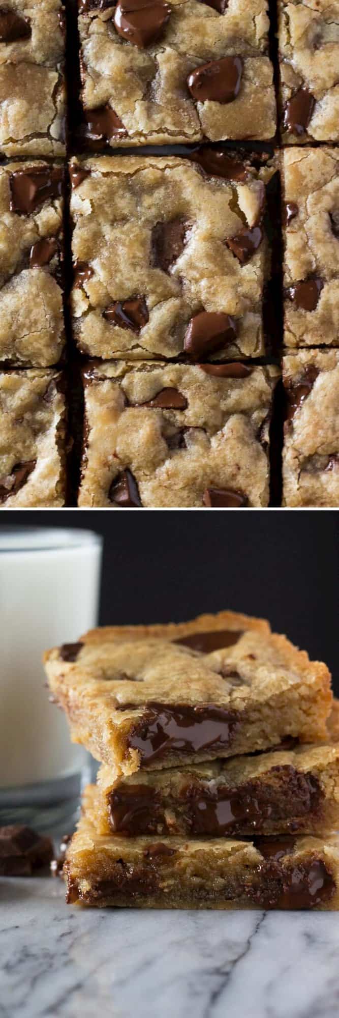 Brown butter & Dark Chocolate Chunks come together in these AMAZING blondies. No mixer, one bowl & ridiculously delicious!