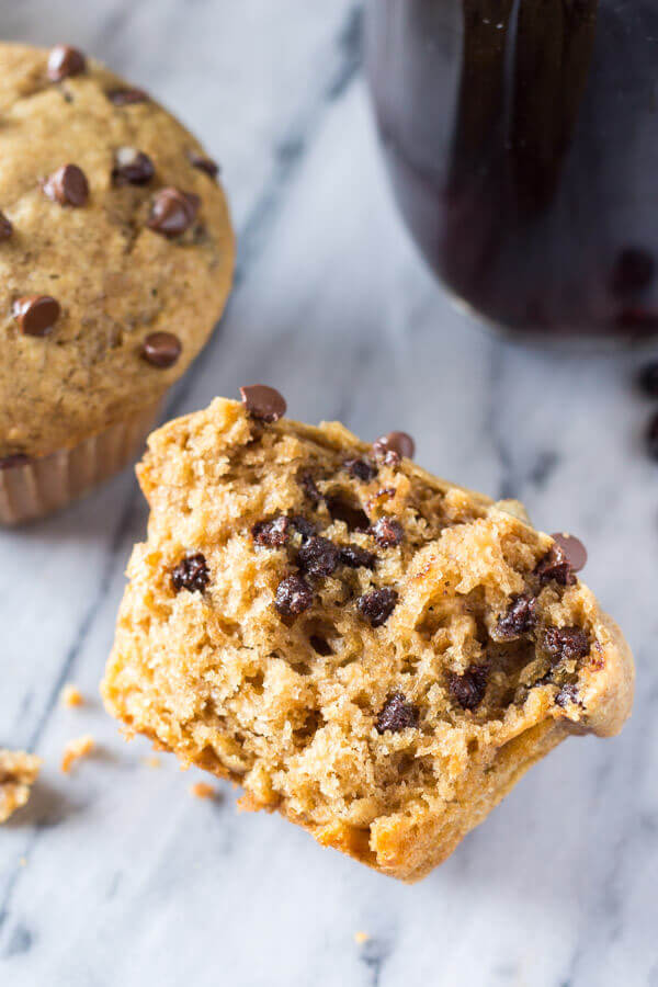 These Cappuccino Chocolate Chip Muffins are infused with delicious coffee flavor, ridiculously fluffy & super moist, filled with delicious melty chocolate chips & the BEST way to get your morning caffeine fix!