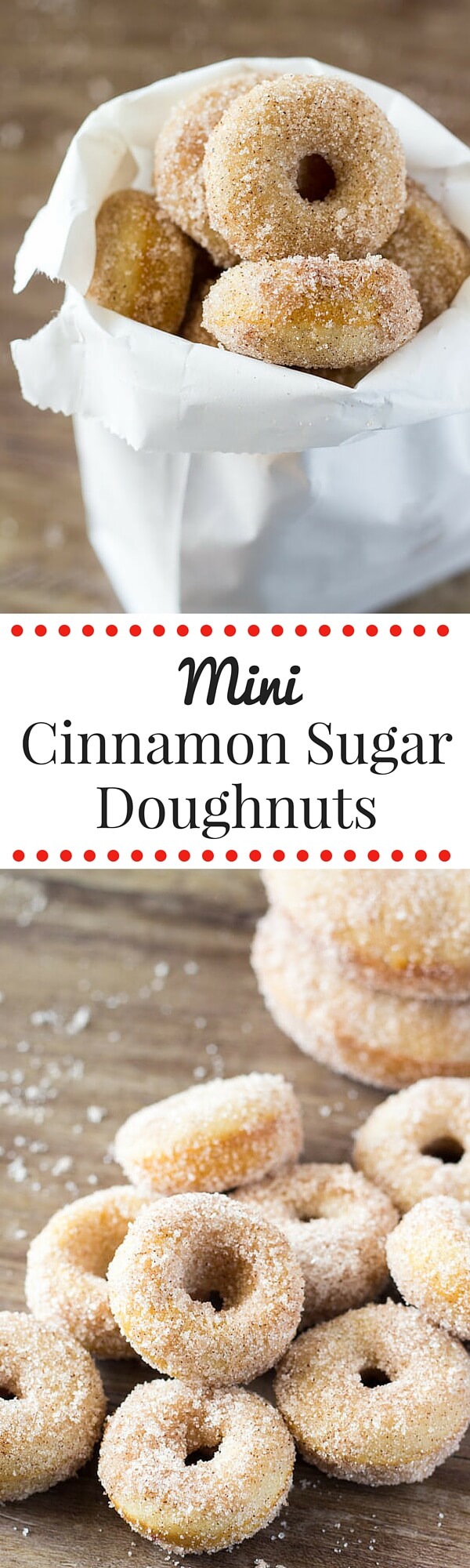 Mini Cinnamon Sugar Doughnuts just like the fair! With golden edges, a delicious coating of cinnamon sugar, and baked instead of fried - these are the PERFECT copycat recipe!
