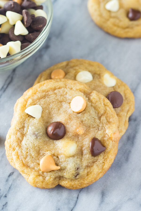 These Thin Chewy Chocolate Chip Cookies are soft, perfectly stackable, have a delicious caramel undertone, and have perfectly golden edges. If you like your cookies thin - this recipe is for you!