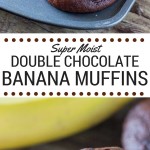 Double Chocolate Banana Muffins. These super moist banana chocolate muffins have big banana bread flavor with a double dose of chocolate. One bowl and super easy! www.justsotasty.com