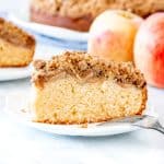 Slice of apple cake with streusel topping