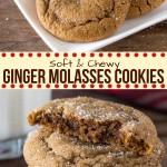 These ginger molasses cookies are thick and chewy with a delicious molasses flavor. They're made with brown sugar and the perfect amount of warm spices to create a cookie that's flavorful, extra soft, and easy to make.  #ginger #cookies #molasses #christmas #cookies #exchange #holidays #soft #chewy #gingermolasses from Just So Tasty