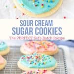 Collage of 2 photos of sour cream sugar cookies