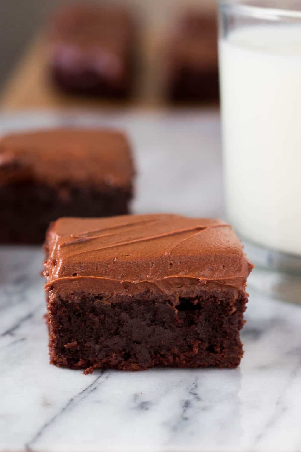 Fudge Brownies with Chocolate Frosting - Just So Tasty