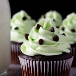Rich, super soft Chocolate Cupcakes PILED with super creamy Mint Buttercream. Seriously - you need to make these Mint Chocolate Cupcakes!