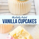 These easy vanilla cupcakes are moist and fluffy with a delicious buttery, vanilla flavor. Topped with creamy vanilla buttercream - they're perfect for birthdays and celebrations. #vanillacupcakes #cupcakes #easy #homemade #moist #frosting #vanilla #fromscratch #birthdays
