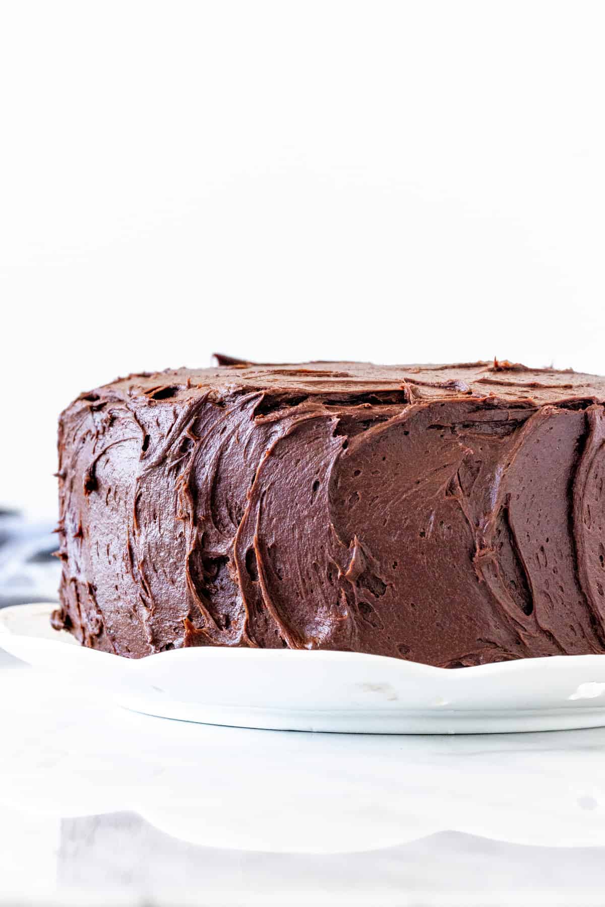 Chocolate layer cake with chocolate frosting.