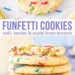 Collage of 2 photos of funfetti cookies