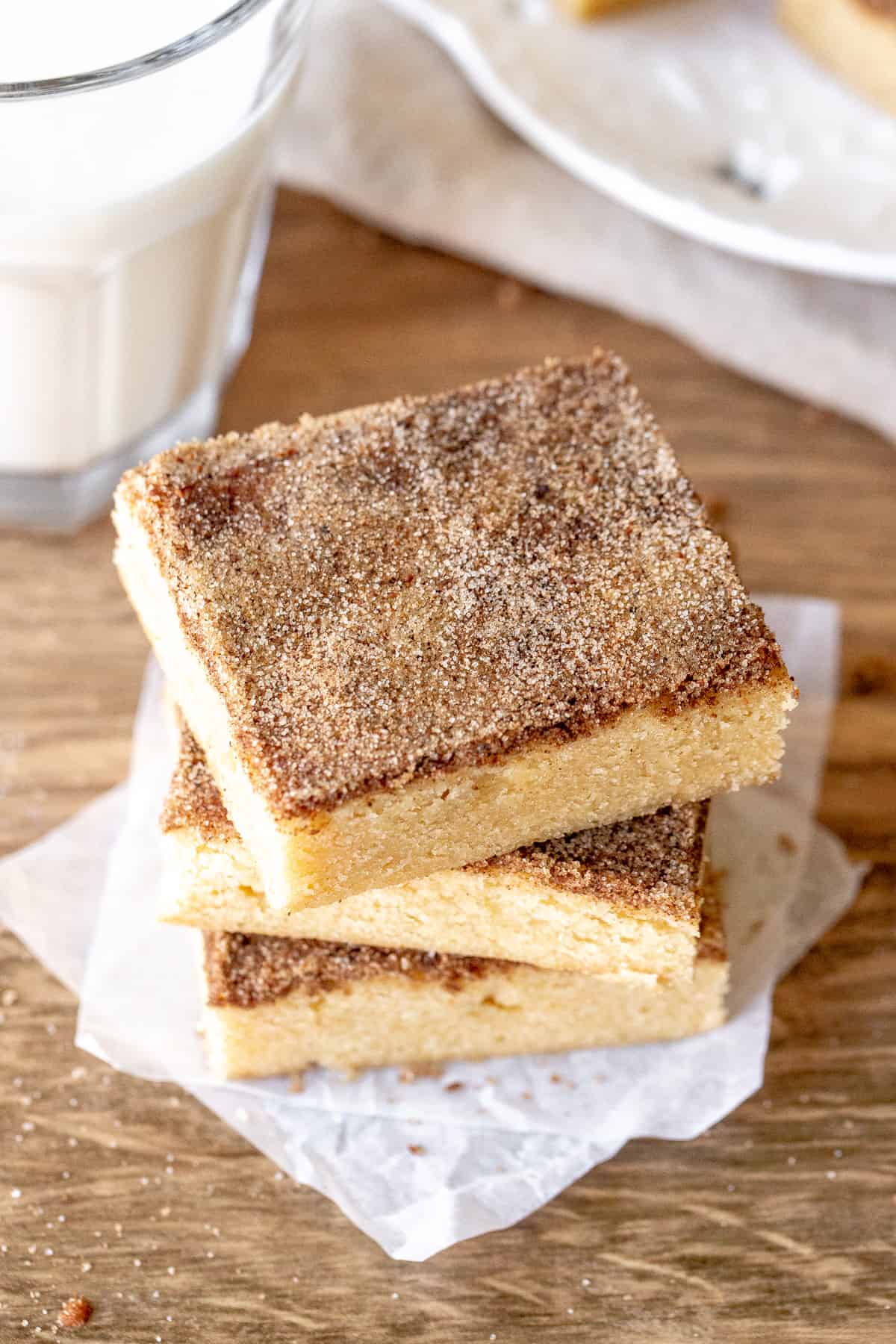 Stack of 3 snickerdoodle cookie bars
