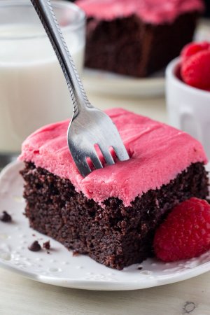 Fudgy Chocolate Cake with Raspberry Frosting - Just so Tasty