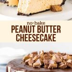 This no-bake peanut butter cheesecake has an Oreo cookie crust, creamy peanut butter flavor, and peanut butter cups on top. It's decadent, tangy, peanut buttery-y, and ridiculously easy to make. Big reward with little effort. 