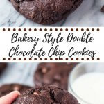 These bakery style double chocolate chip cookies are fudgy, gooey, gigantic and just about everything you could ever want in a cookie.