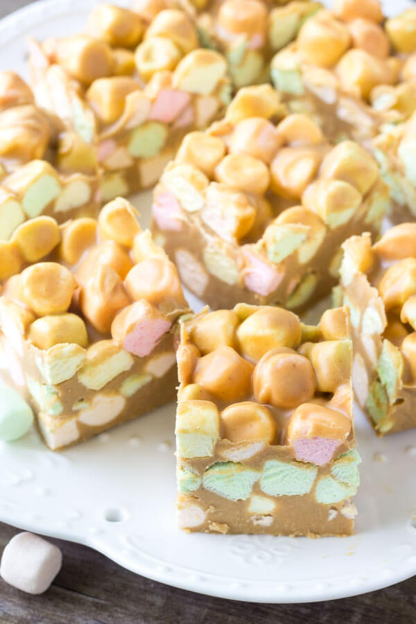 Plate of Confetti Squares (also known as peanut butter marshmallow squares)