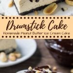 Drumstick cake is an easy, homemade, no bake peanut butter ice cream cake with all the flavor of drumstick ice cream cones. With an Oreo crust, fudge sauce & peanuts - if you love buster bars you definitely need to try this!
