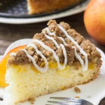 This peach coffee cake is deliciously moist with the perfect sponge cake texture. Then there's a layer of juicy peaches and cinnamon brown sugar streusel topping.