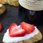 These goat cheese crostini with fresh berries & honey are the perfect appetizer. They're light & fresh with creamy goat cheese and perfect for a casual get together. #sharewineandbites #ad
