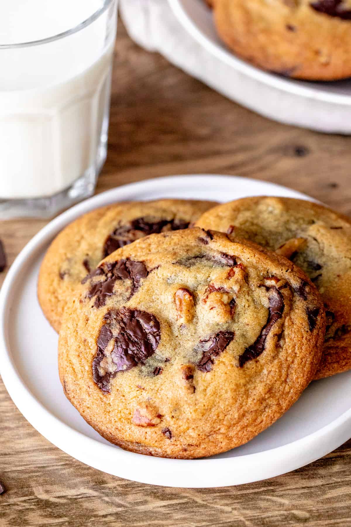 Plate of pecan chocolate chip cookies