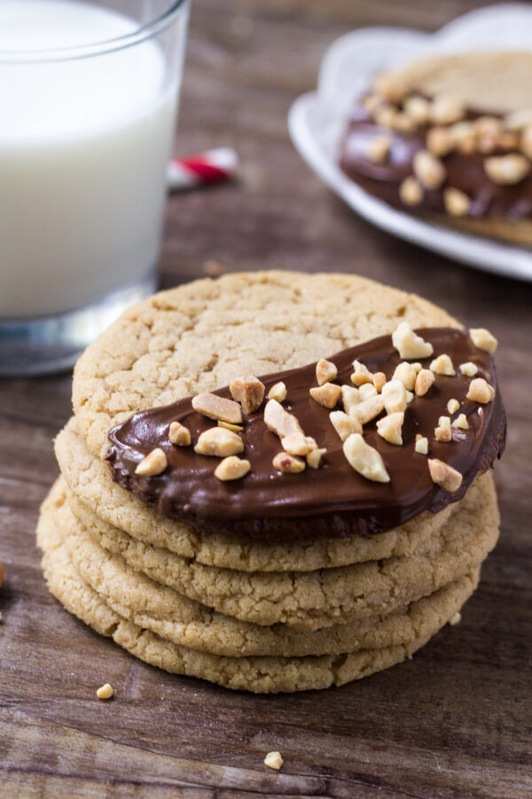 Soft and chewy chocolate dipped peanut butter cookies. Your favorite peanut butter recipe just got even better!