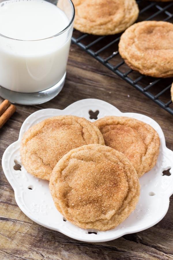 These snickerdoodles are soft and chewy with a delicious cinnamon sugar coating. The dough is a simple sugar cookie recipe made with cream of tartar to make the cookies extra soft and chewy.