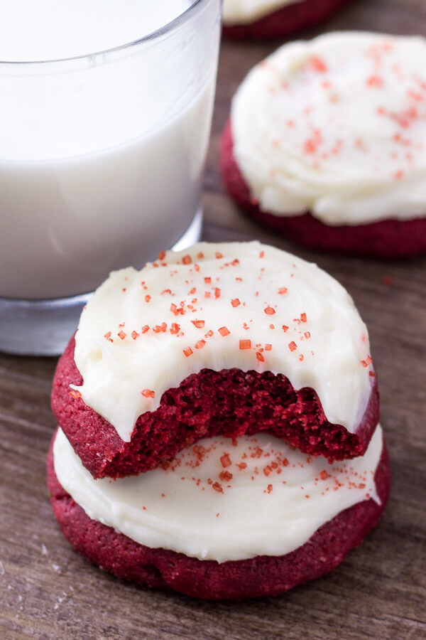 If you love Lofthouse cookies - then you definitely need to try these Red Velvet Cookies with Cream Cheese Frosting. They're pillowy soft with a delicate crumb, delicious red velvet flavor, and cream cheese frosting. 