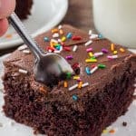 Chocolate sheet cake is moist, fudgy & such an easy recipe.