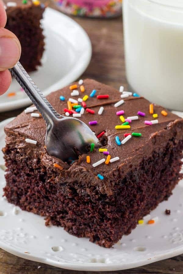 Chocolate sheet cake is moist, fudgy & such an easy recipe. 