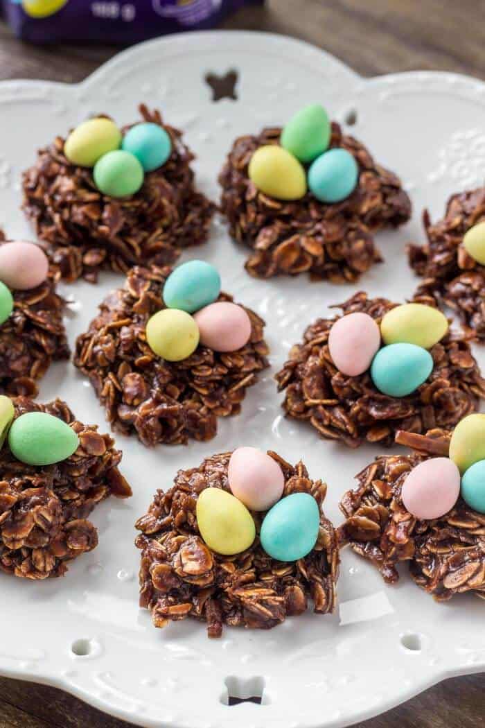 Easter Nest Cookies - easy no bake treats made with mini eggs.