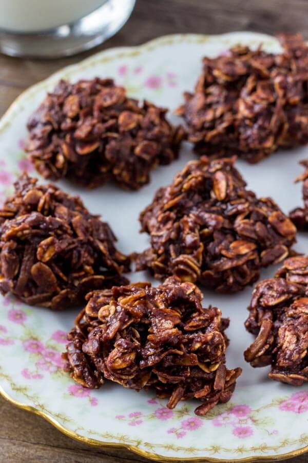 Haystack cookies - chocolate macaroons made with oatmeal and coconut