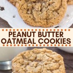 These peanut butter oatmeal cookies are soft, chewy and filled with peanut butter goodness. The oatmeal adds tons of texture, and it's a quick and easy recipe that all peanut butter fans are sure to love.  #cookies #peanutbutter #recipes #oatmeal