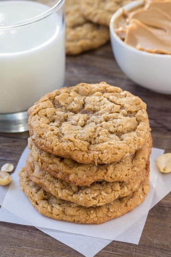 Peanut butter oatmeal cookies are soft and chewy with big peanut butter flavor and lots of texture. 