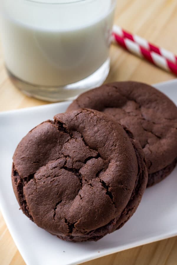 Homemade chocolate sandwich cookies are soft, chewy & so easy to make. 