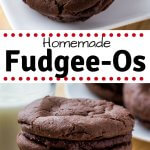 These homemade Fudgee-O cookies are extra soft, super chocolate-y, and seriously addictive. It's an easy chocolate cake mix cookie recipe, then they're sandwiched creamy chocolate frosting.