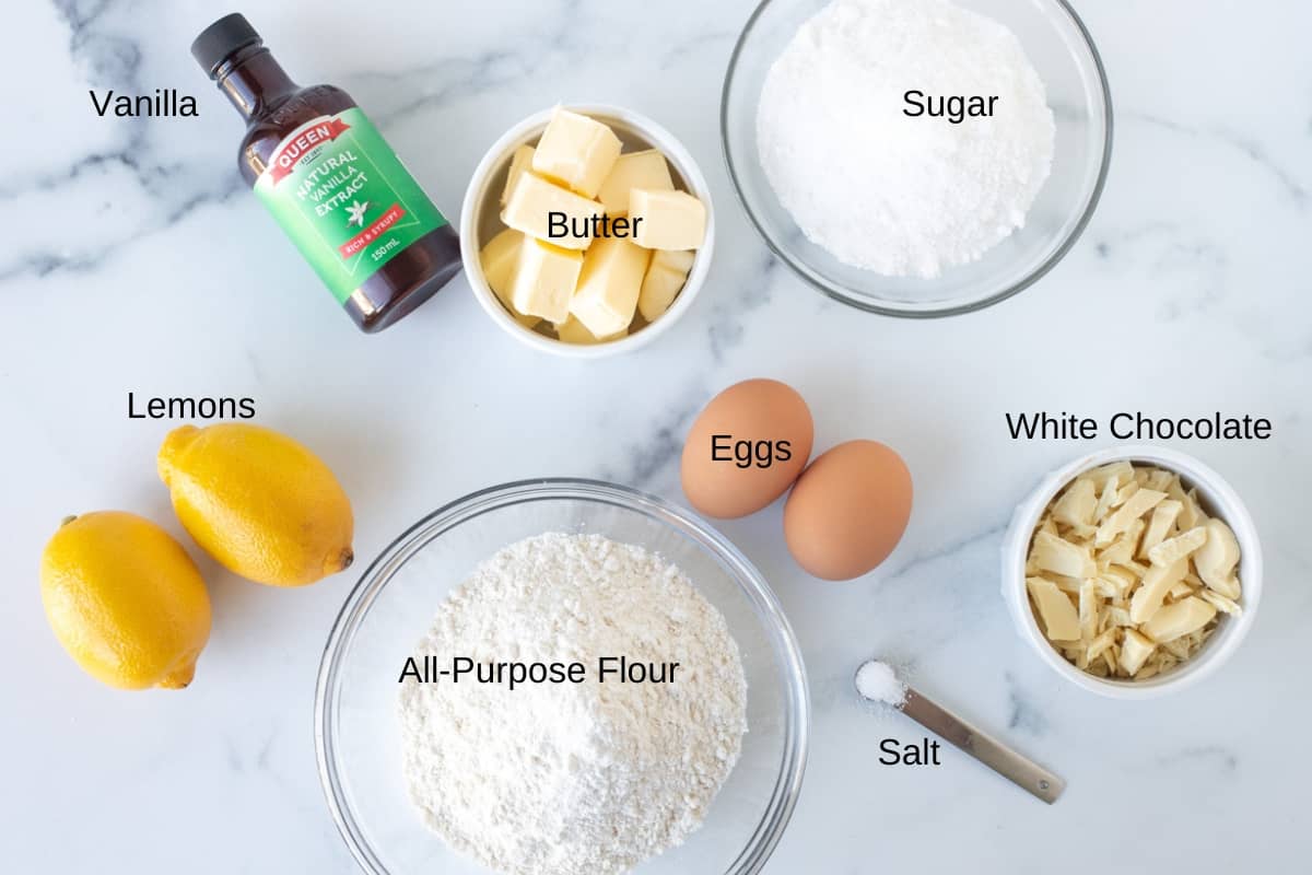 Ingredients for making lemon brownies