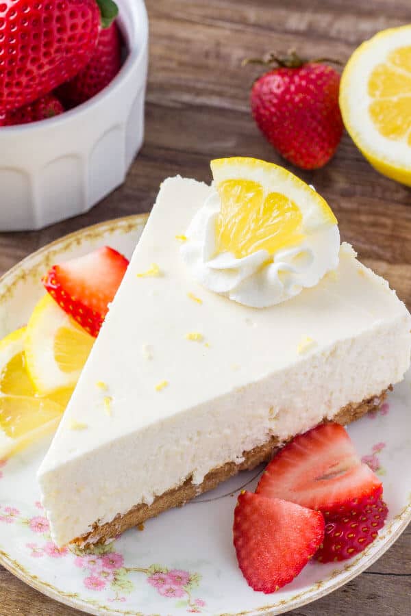 No Bake Lemon Cheesecake is extra creamy, bursting with lemon, and the perfect easy cheesecake recipe. 