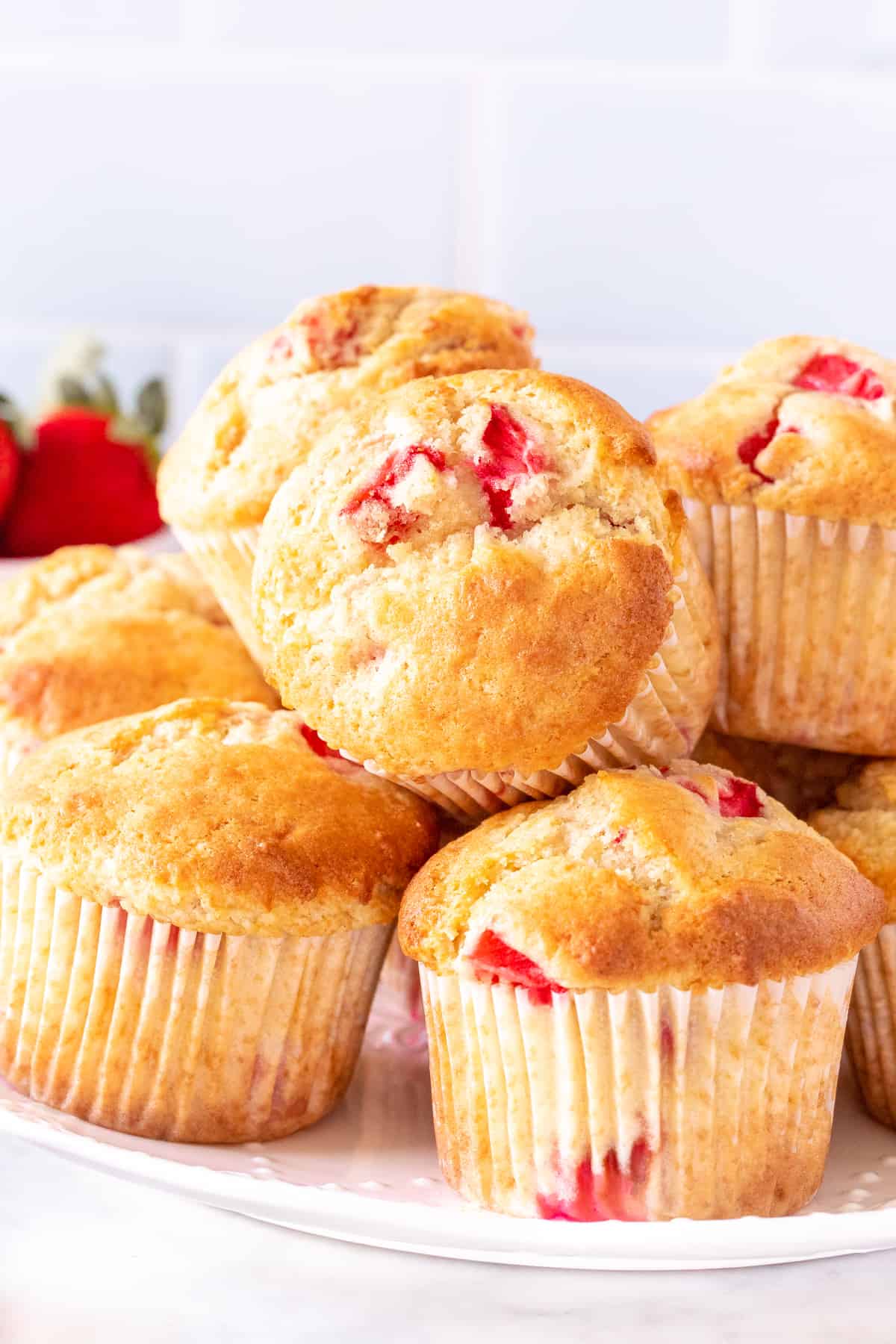 Plate of strawberry muffins