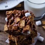 These Golden Grahams S'Mores Bars are gooey, chewy, a little crunchy, and the perfect way to enjoy s'mores indoors. 