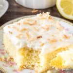 This lemon cake with coconut frosting is moist and tender with a delicious lemon flavor. Then. coconut frosting is fluffy, creamy and filled with coconut. 
