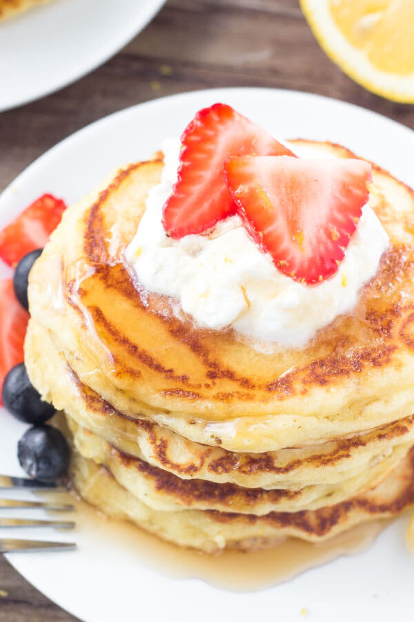 Fluffy lemon pancakes have perfectly golden edges and a light, fluffy texture. 