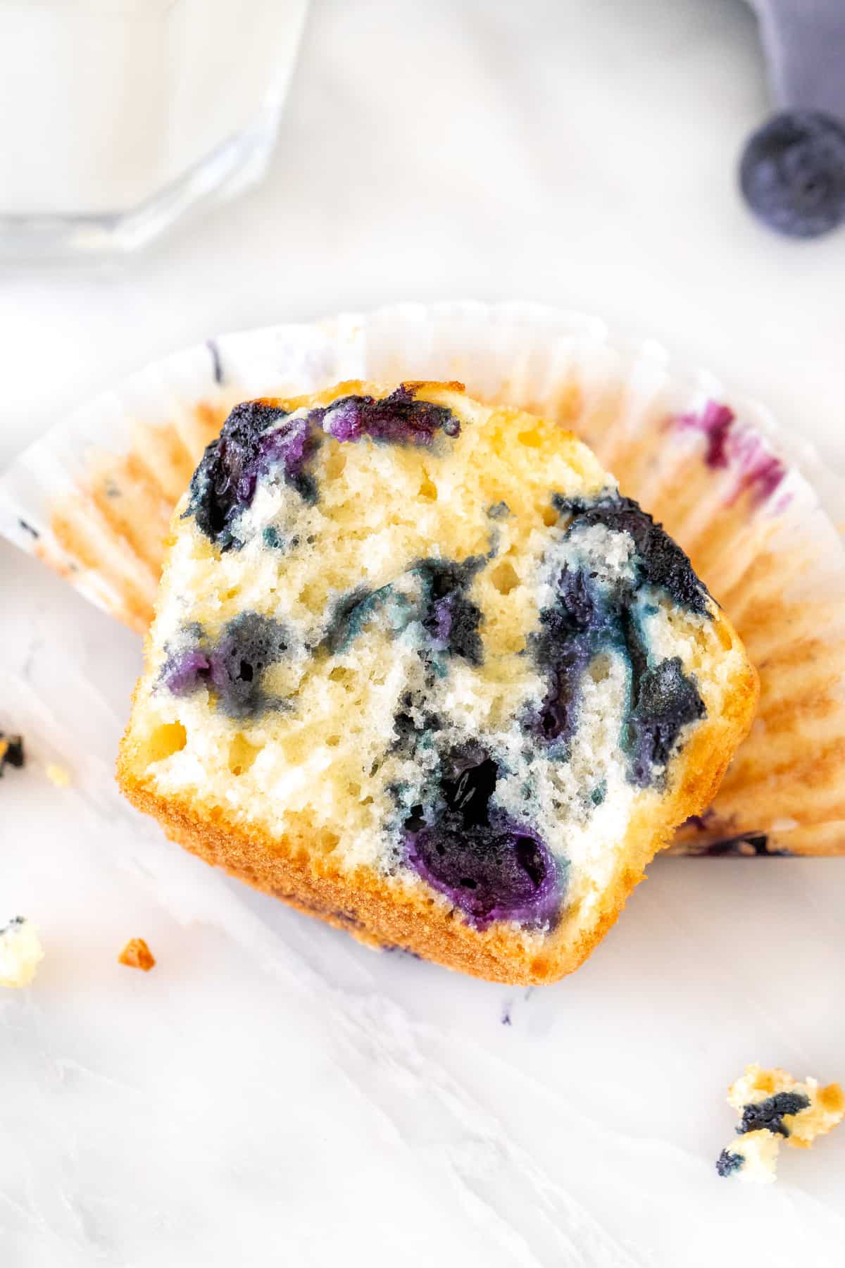 Half of a blueberry muffin