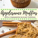 These moist applesauce muffins have a delicious apple cinnamon flavor and are sweetened with applesauce. They're the perfect easy muffin recipe, and the cinnamon sugar topping makes them extra drool-worthy.  #apples #muffins #applesauce #cinnamonsugar #fall