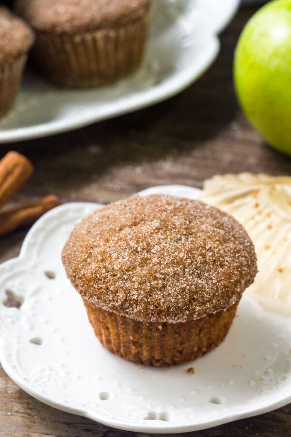 These moist applesauce muffins have a delicious apple cinnamon flavor and are sweetened with applesauce. The cinnamon sugar topping makes them extra drool worthy. 