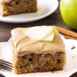 Apple cinnamon cake is moist & flavorful. Then it's topped with caramel frosting.