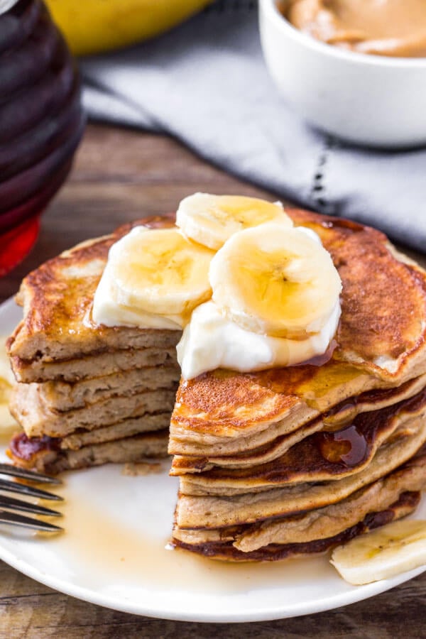 These delicious peanut butter banana pancakes are filled with protein and are so easy to make. 