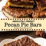 What's the only thing better than classic pecan pie? Pecan pie bars! They have a thick, buttery shortbread crust; gooey, sweet centers; and tons of pecans. #pecanpie #piebars #holidaybaking #thanksgiving #pecans #pie #easy